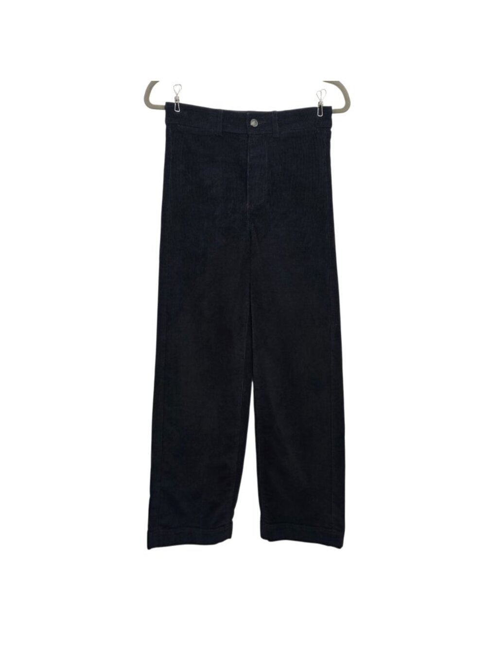 Everlane Womens 0 Pants Baby Cord Relaxed Straight Leg Pant Black High Rise Cord
